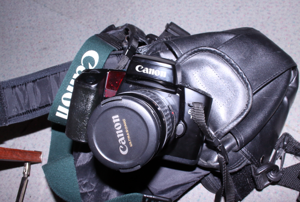 A Canon EOS 100 camera with an ultrasonic lens, a tripod and other related accessories - Image 2 of 2