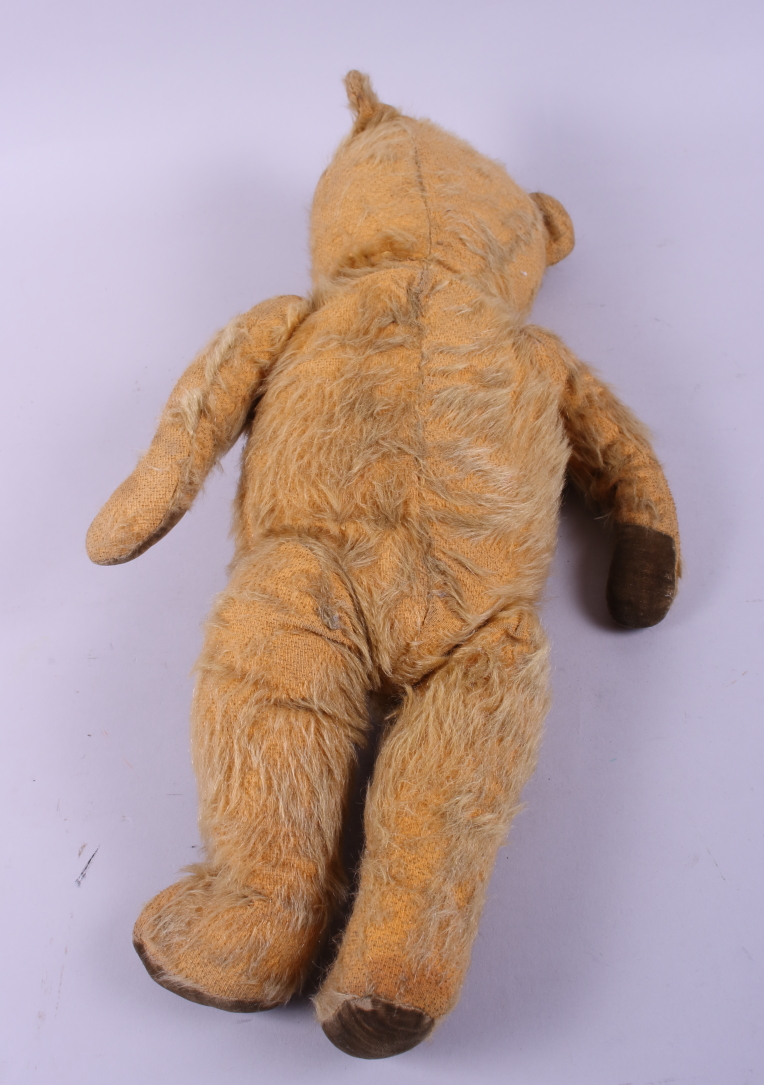 A mid 20th century gold plush teddy bear, 19" high - Image 2 of 2