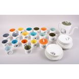 A Susie Cooper "Black Fruit" pattern part tea and coffee set, forty-three pieces approx