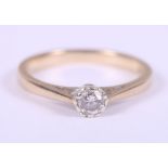 A 9ct gold solitaire diamond ring, size N, 2.4g