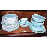 A 1960s Poole "Cameo" pattern dinner service, including tureens, meat plates, gravy boat, etc