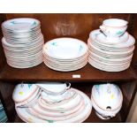 A J L Cassidy & Co "Montreal" pattern part dinner service, eight Helmsdale pottery soup bowls and