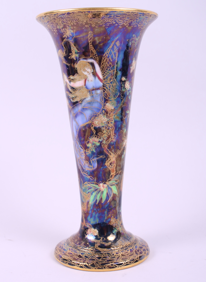 A Wedgwood Fairyland lustre "Butterfly Woman" pattern trumpet vase, designed by Daisy Makeig- - Image 4 of 11