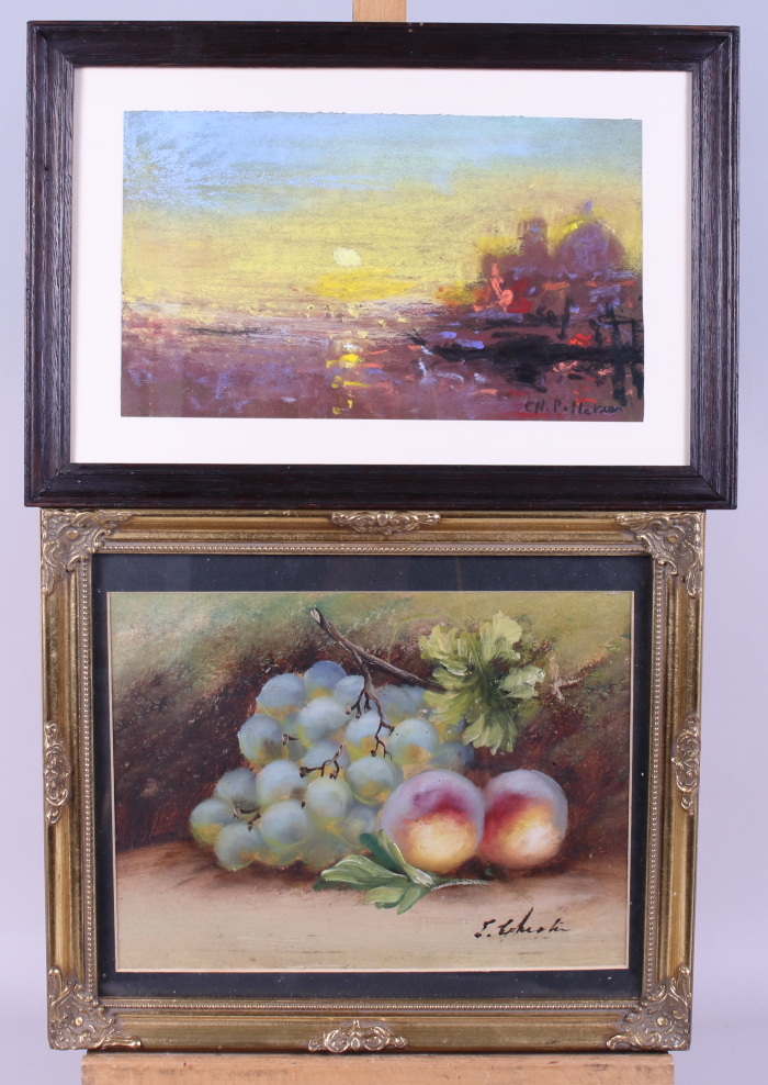 Charles Pelletier: a pastel view of venice, 6 1/4" x 10 1/2'' in strip frame and an oil on board by