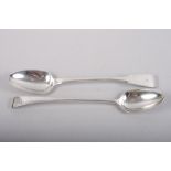 Two Georgian silver basting spoons, 7.6oz troy approx