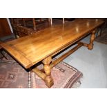 An early 20th century oak refectory dining table, 95 1/2" wide