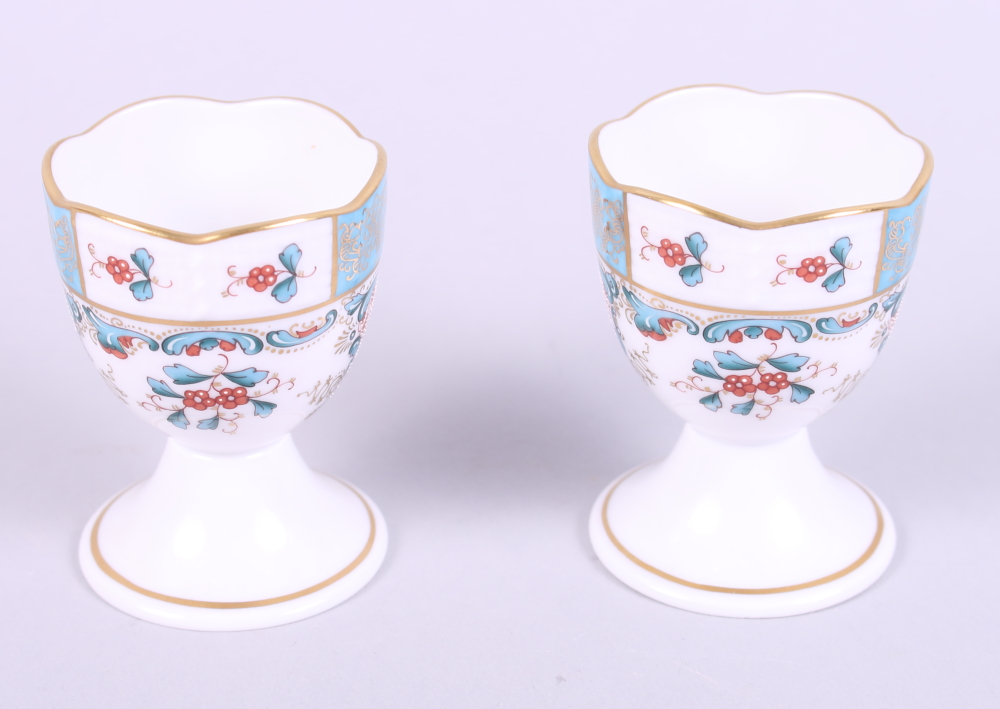 A pair of Herend "Cornucopia" pattern egg cups with blue, red and gilt decoration and a matching - Image 4 of 8