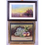 Charles Pelletier: a pastel view of Venice, 6 1/4" x 10 1/2'', in strip frame, and E Chester: oil on