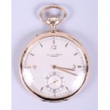 A yellow metal cased open faced pocket watch by The International Watch Company Schaffhausen, Serial
