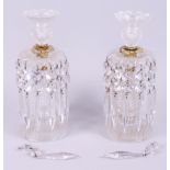 A pair of cut glass and ormolu table lustres, 10 1/2" high