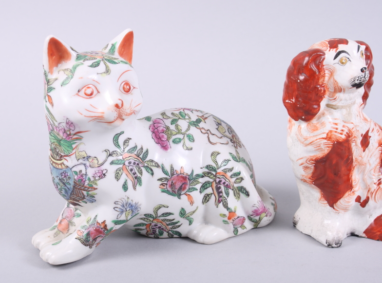 A Beswick model of a champion bull, a pair of Staffordshire spaniels and a Chinese porcelain famille - Image 2 of 10