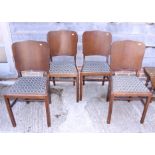 An Edwardian mahogany low chair with string inlaid decoration and urn shaped splat, on square