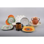 A Shelly trefoil dish, a shamrock decorated plate and other ceramics