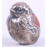 A Sampson Morden silver pin cushion, formed as a hatchling, 2" high