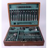 A suite of Gero Zilmeta stainless steel cutlery for six, in oak canteen, retailed by Mappin & Webb
