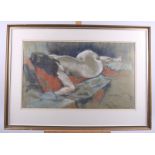 Earl: Modern British School, pastel of a reclining nude, 12 1/2" x 21", in gilt frame, and another