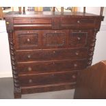 A late 19th century mahogany "Scotch" chest, fitted two frieze drawers and three deep drawers over