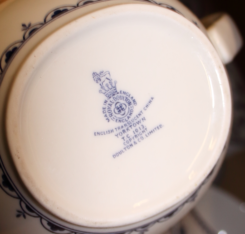 A Royal Doulton "Yorktown" pattern part combination service, including teacups, egg cups, a milk - Image 3 of 3