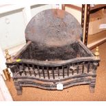 A serpentine fronted fire grate, 12" wide, and a rectangular fire grate with arched top, 15" wide