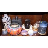 A quantity of studio pottery, including vases, a teapot, a jug, bowls and other items