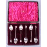 A cased set of six silver Apostle spoons by Walker & Hall, 3.2oz troy approx