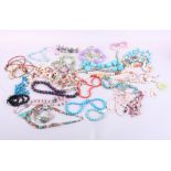 A collection of jade, amethyst and turquoise beaded necklaces and other hardstone jewellery, etc