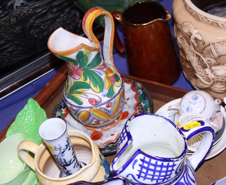 A Bretby jardiniere, decorated dragons, a Carlton ware sauce boat, assorted jugs and other items - Image 3 of 5