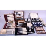 A selection of cased silver plated cutlery, various