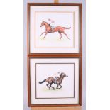 John Gannon, 1986: a pair of equestrian watercolours, "Oh So Short, S. Cauthen up" and "Slip Anchor,