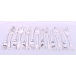 Fourteen silver dessert forks, various, 22.9oz troy approx