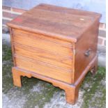 A 19th century provincial ash kindling box, on bracket feet, 18" wide