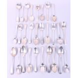 A collection of silver teaspoons, various, 13.5oz troy approx