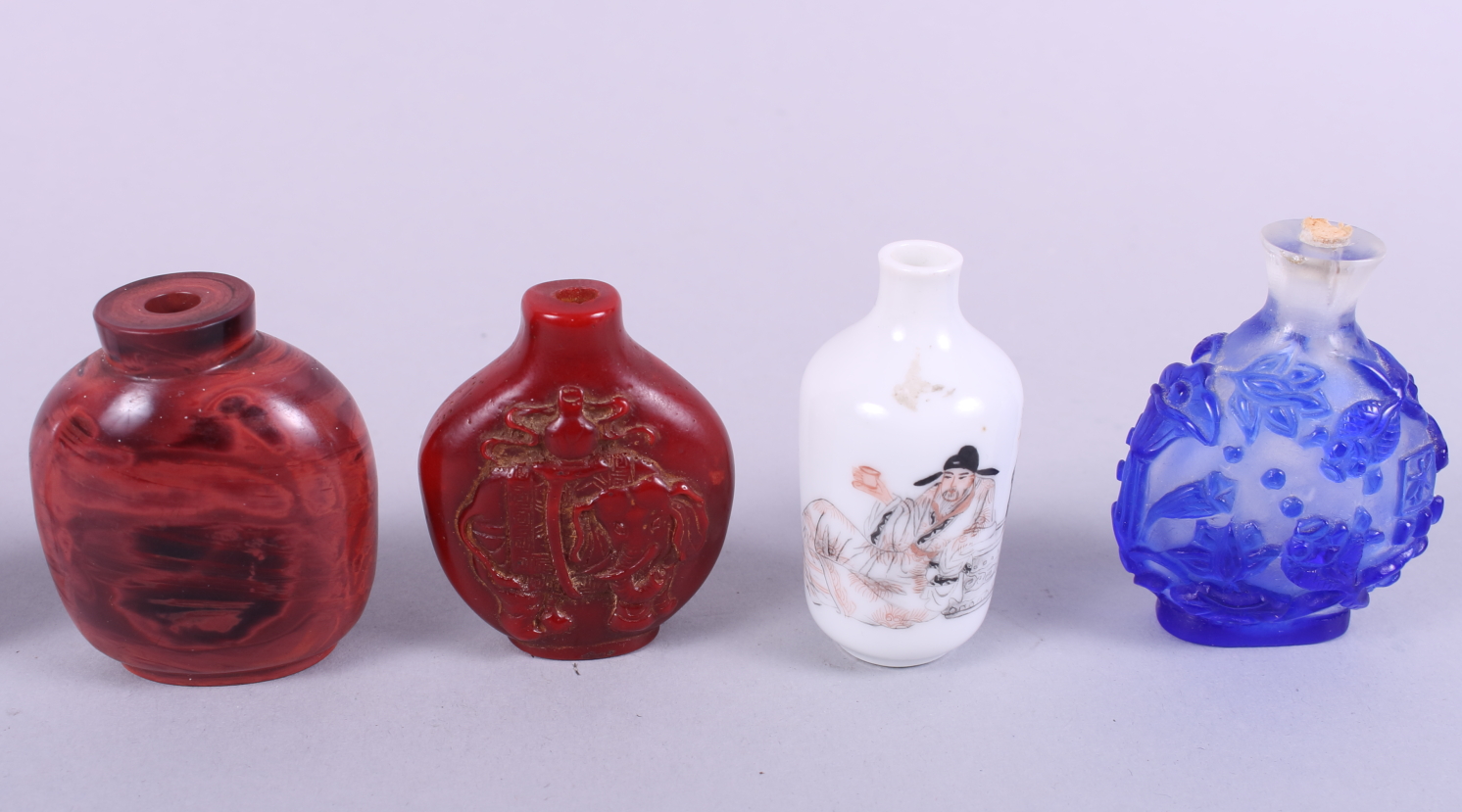 Seven Chinese snuff bottles, various, each 2 1/2" high approx - Image 3 of 6