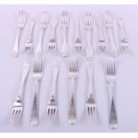 Sixteen silver dinner forks, various, 39.5oz troy approx