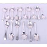 Sixteen silver dessert spoons, various, 24.2oz troy approx