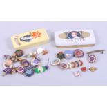 A quantity of badges, including a Surrey County Women's Bowling Association badge, a National