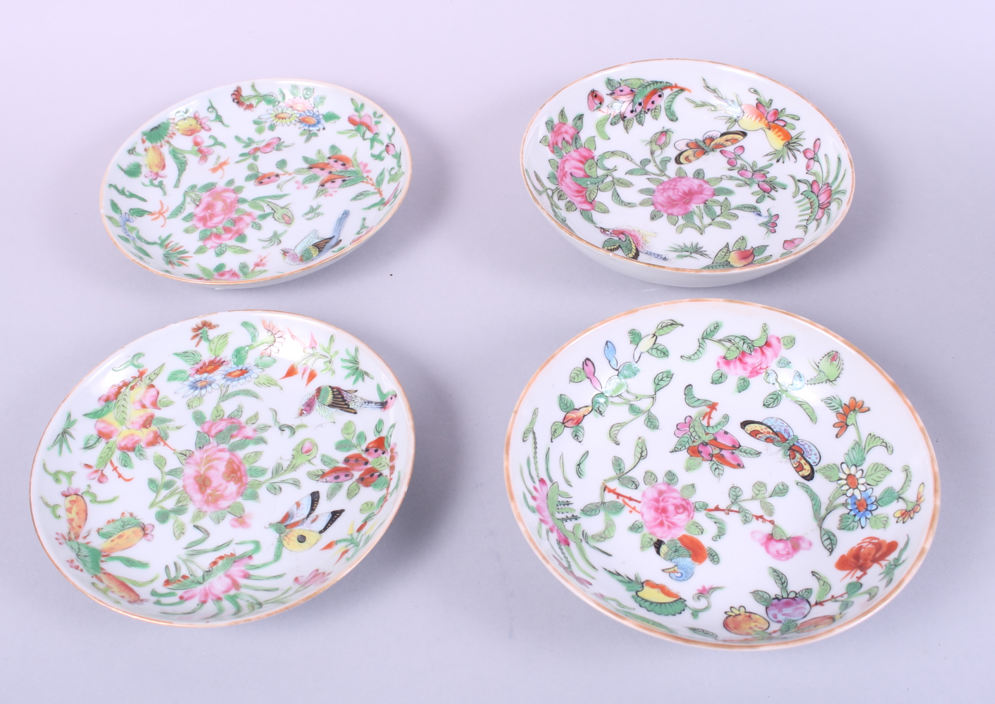 A Chinese famille verte matched teaset, decorated flowers, birds and insects (ten pieces) - Image 2 of 2