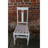 A Mackintosh design white painted side chair, on stretchered supports