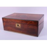 A 19th century rosewood and brass bound writing slope with fitted interior, 16" wide