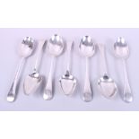 Seven silver serving spoons, various, 15.9oz troy approx