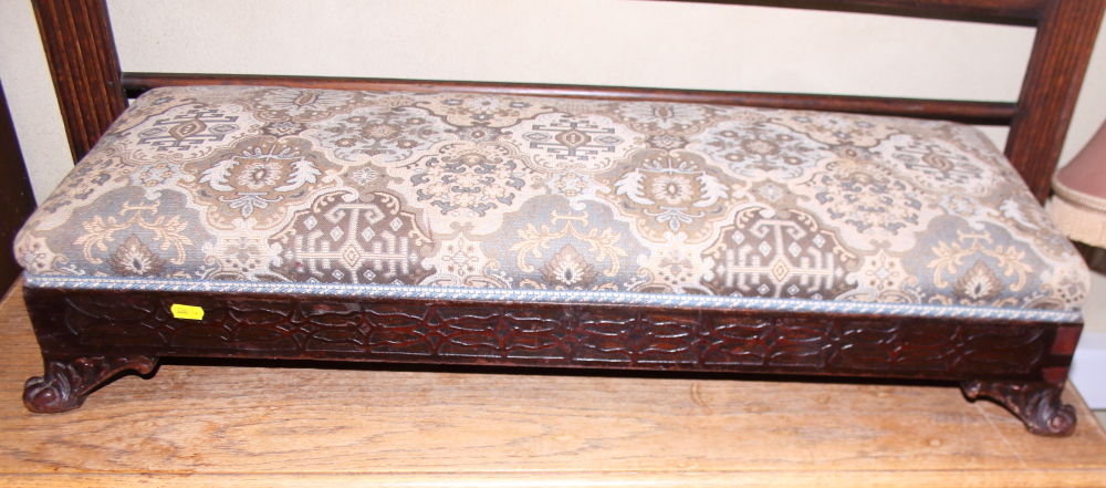 A carved mahogany foot stool, upholstered in an embroidered fabric, and an Edwardian dressing - Image 3 of 3