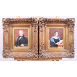 A 19th century miniature portrait on ivory of a seated gentleman, in ornate gilt frame, and a