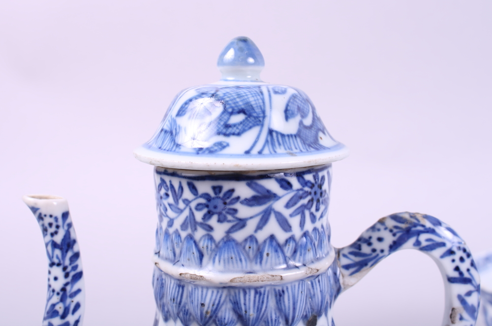 A Chinese blue and white square ginger jar, decorated figures in a garden, 5 1/2" high, a blue and - Image 3 of 9