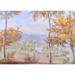 Michael Vicary: watercolours, "Marlow from Quarry Woods", 10 1/2" x 15", in gilt strip frame,