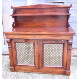 A 19th century mahogany ledge back chiffonier, fitted one long drawer over cupboards, on block base,