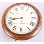 A late 19th century mahogany cased wall clock with 12" painted dial, Roman numerals and single fusee