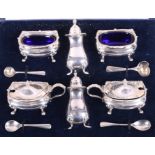 A silver six-piece cruet set, in fitted case, 7.5oz troy approx
