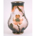 A French overlaid and acid etched glass vase, decorated flowers, signed Daum Nancy to base, 6 3/4"