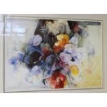 Maack: a colour print, "Sweet Peas", in silvered frame