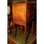 A 19th century mahogany pot cupboard, fitted one drawer, on tapered supports, 14" wide, and a